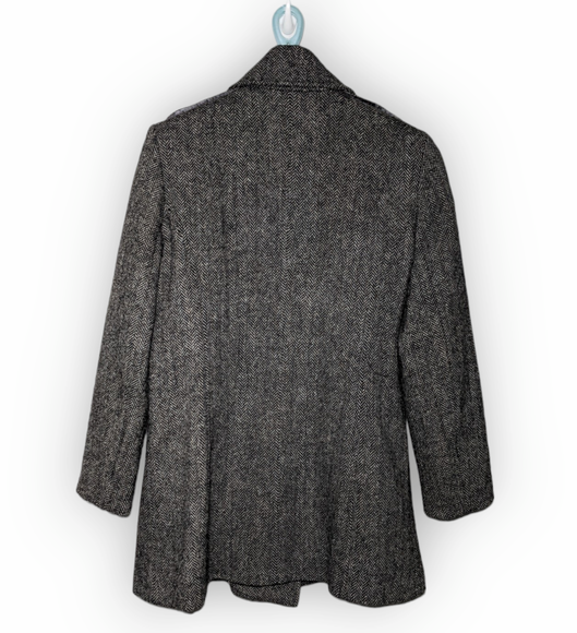 House Of Bruar Harris Tweed Grey Herringbone Double Breasted Jacket Size 12 VGC - Picture 3 of 8